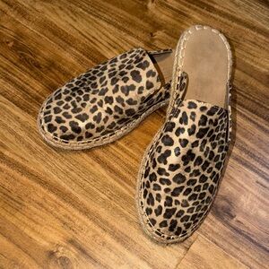 Corkys womens 9 mules taffy Leopard Print Espadrille Slip On gold black brown